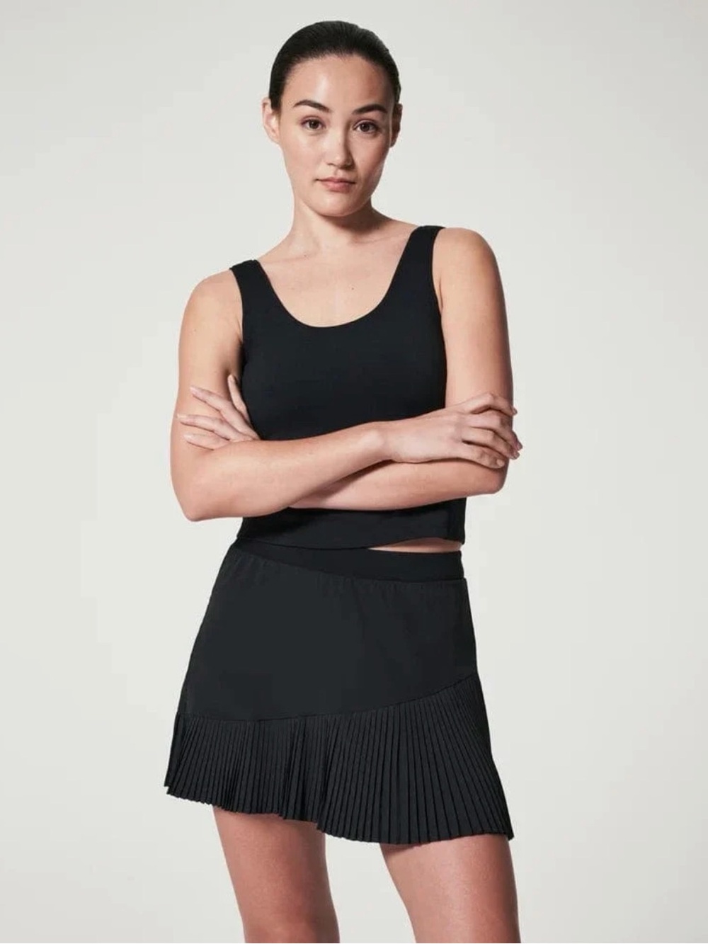 SPANX Black Pleated Mini Skort